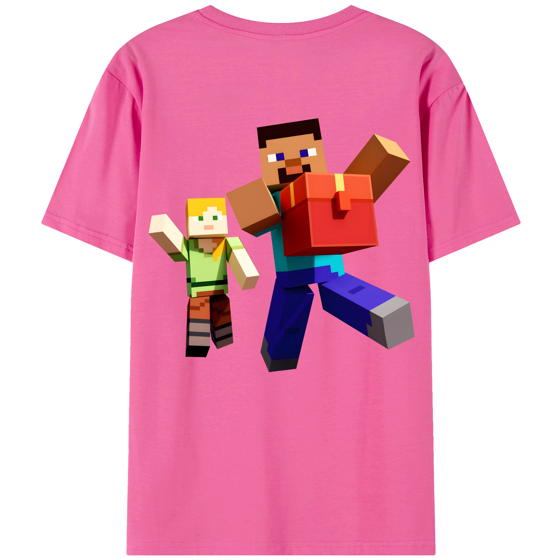 （画像用） マインクラフト ブロックの世界 Minecraft MC Block world レディース半袖Tシャツ(バックプリント)